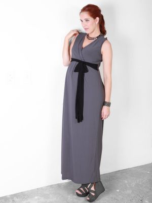 Angel Maternity Maternity Nursing Evening Dress in New York Charcoal.jpg